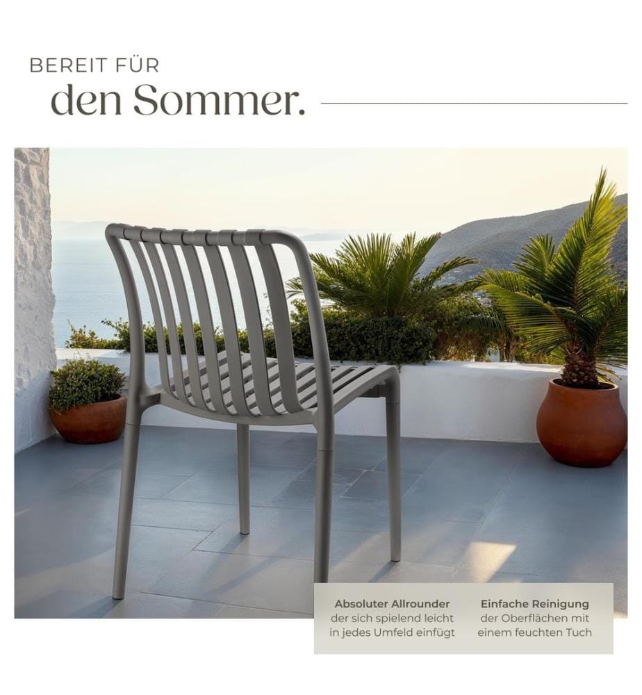 Gartenstühle Alcudia, wetterfest, stapelbar - anthrazit, 4er Set