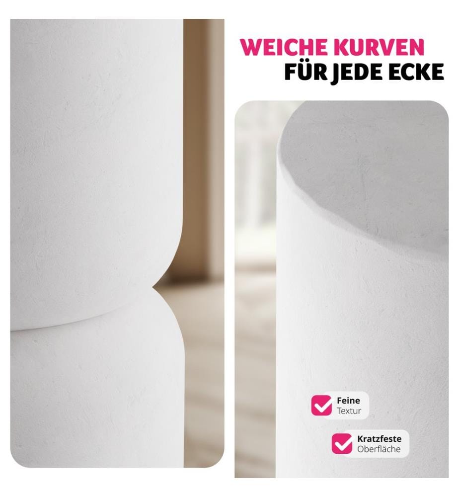Set di 2 tavolini Amine, design rotondo - bianco