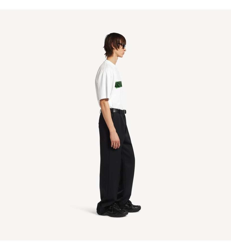 T-Shirt mit lockerer Passform und Sprühmuster – Weiss