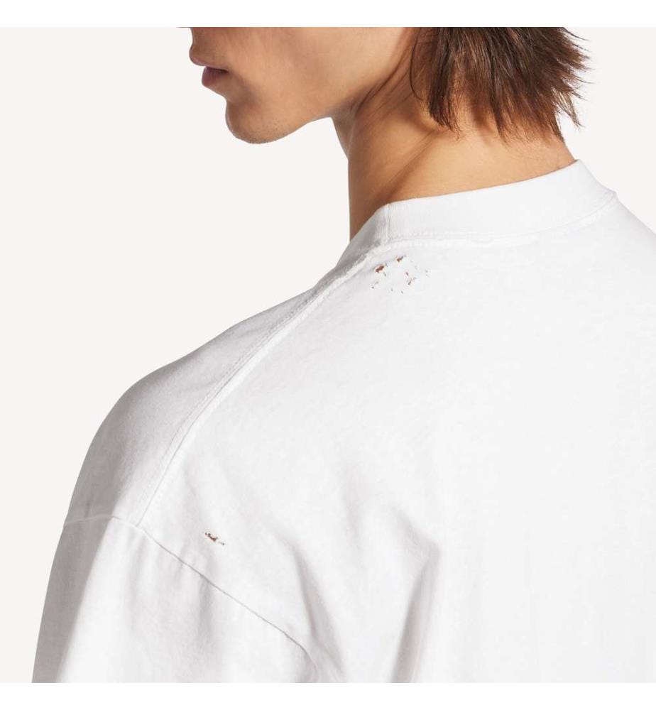 T-Shirt mit lockerer Passform und Sprühmuster – Weiss