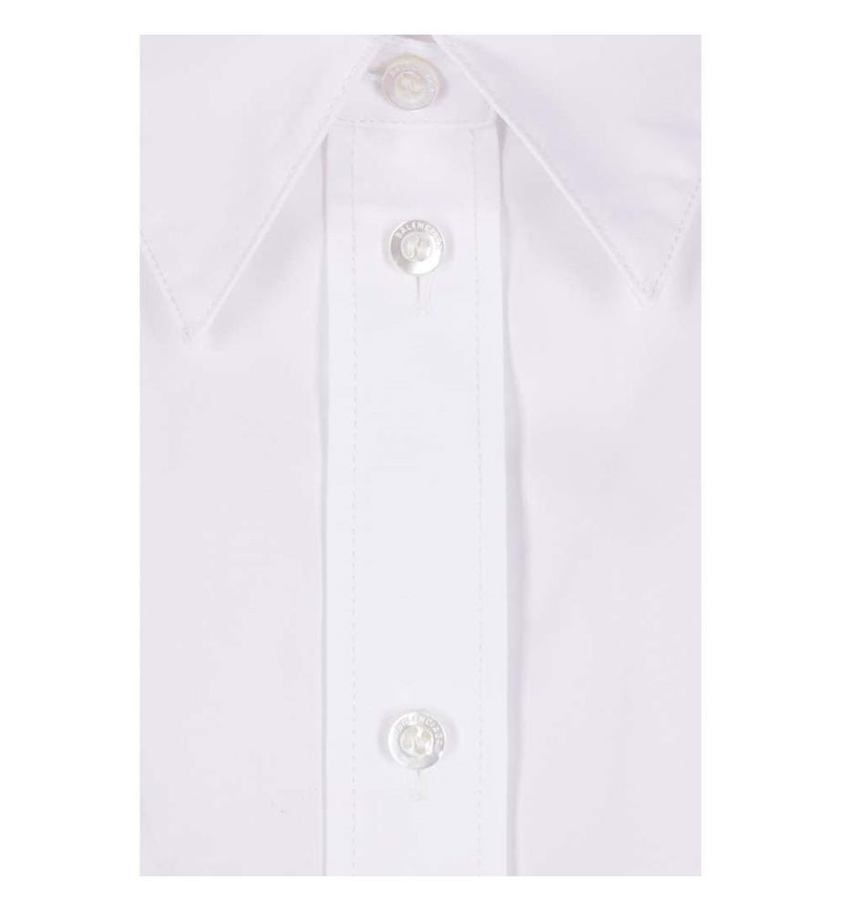 Abito camicia in popeline con drappeggio sul retro - Bianco