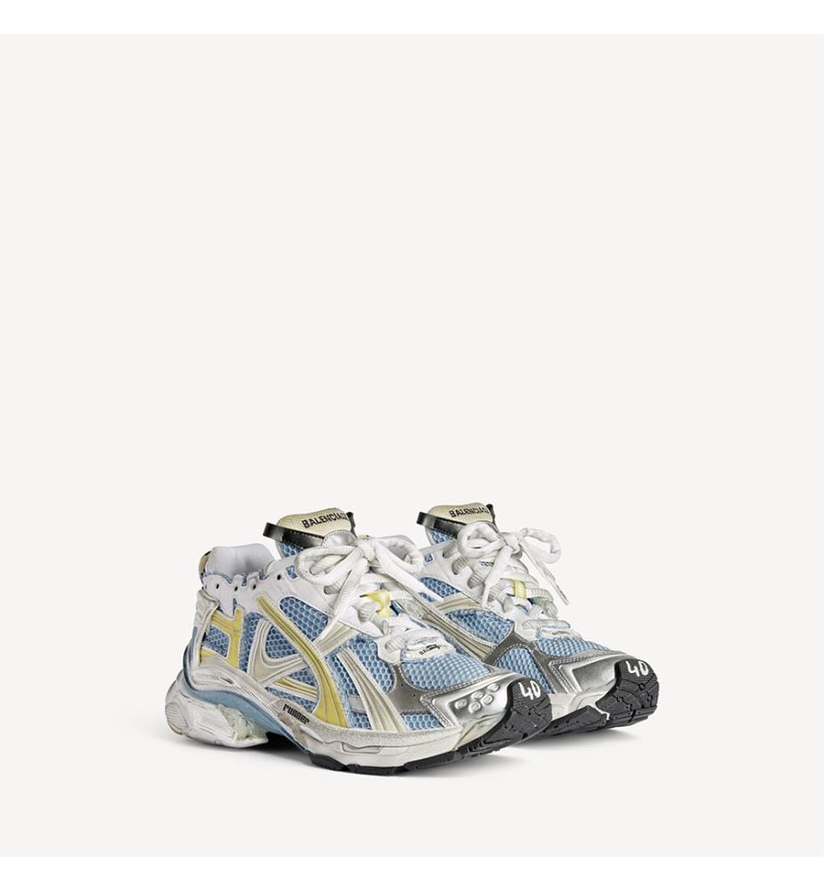 Niedrige Sneakers mit Schnürung - Blau & Gelb & Weiss