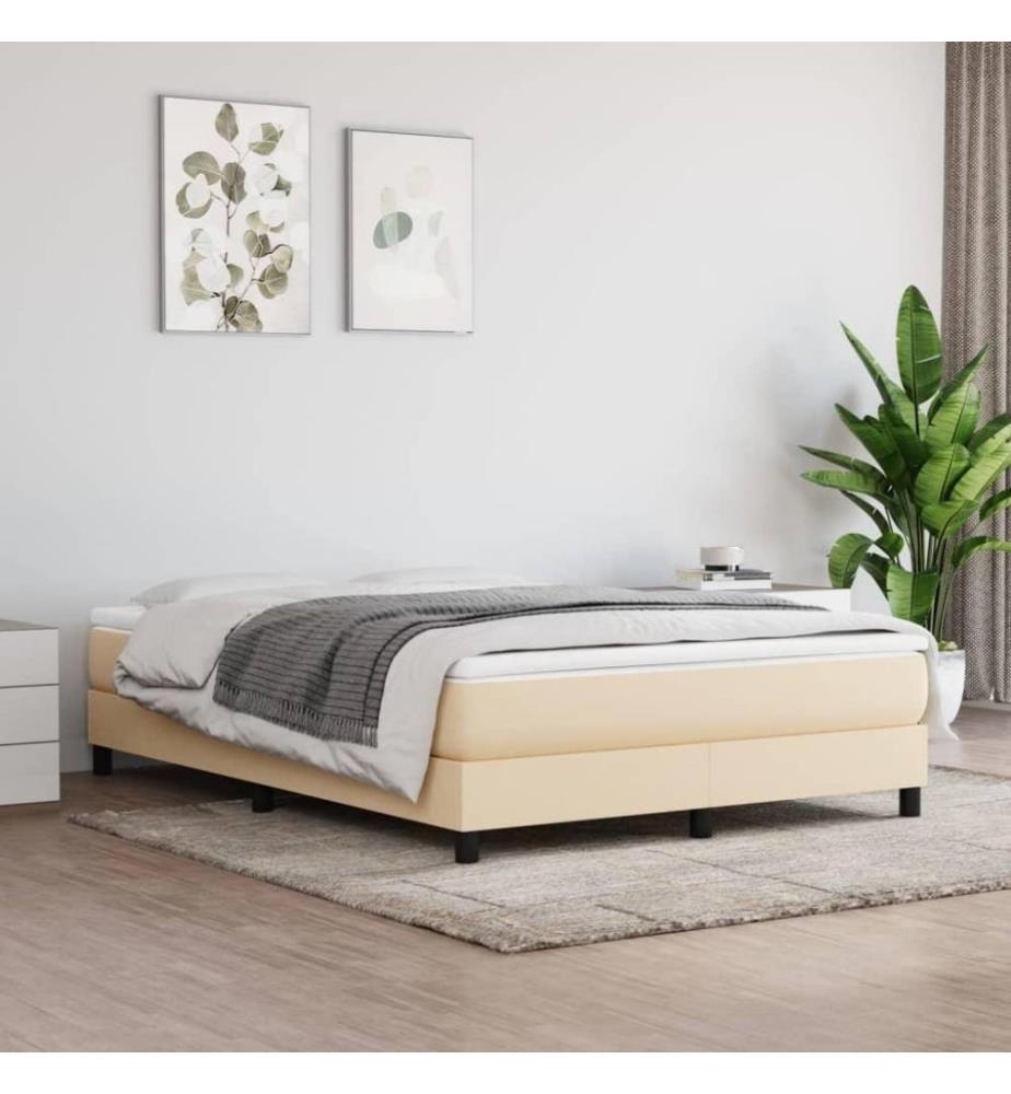 Boxspringbett Creme 140x190 cm Stoff