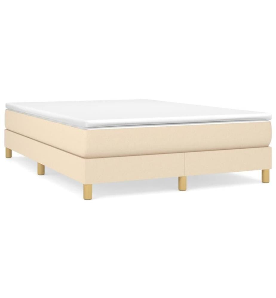 Boxspringbett Creme 140x190 cm Stoff