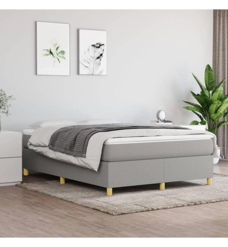 Boxspringbett Hellgrau 140x190 cm Stoff