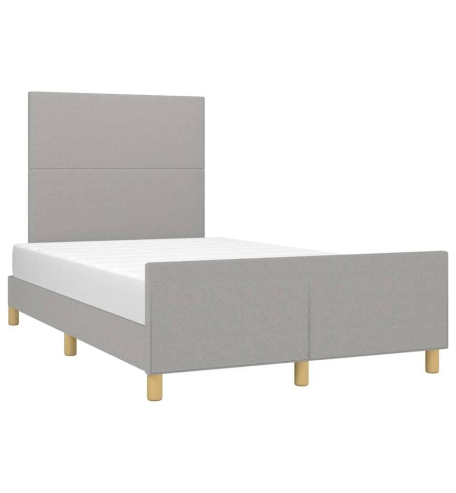 Bettgestell mit Kopfteil Hellgrau 120x200 cm Stoff