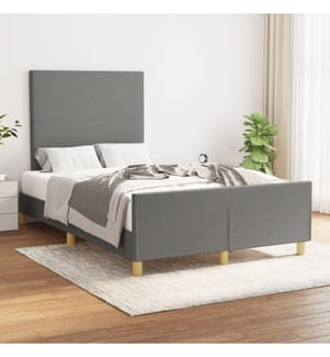 Bettgestell mit Kopfteil Dunkelgrau 120x200 cm Stoff