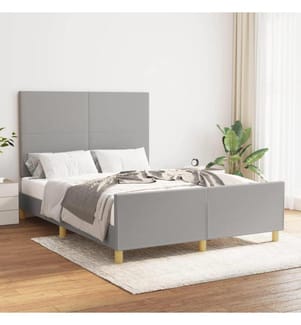 Bettgestell mit Kopfteil Hellgrau 140x190 cm Stoff