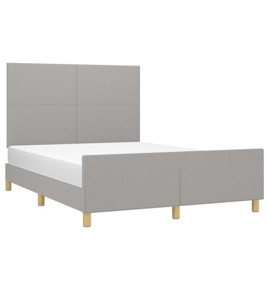 Bettgestell mit Kopfteil Hellgrau 140x190 cm Stoff