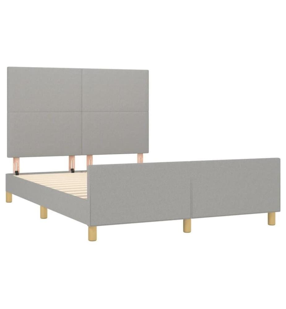 Bettgestell mit Kopfteil Hellgrau 140x190 cm Stoff