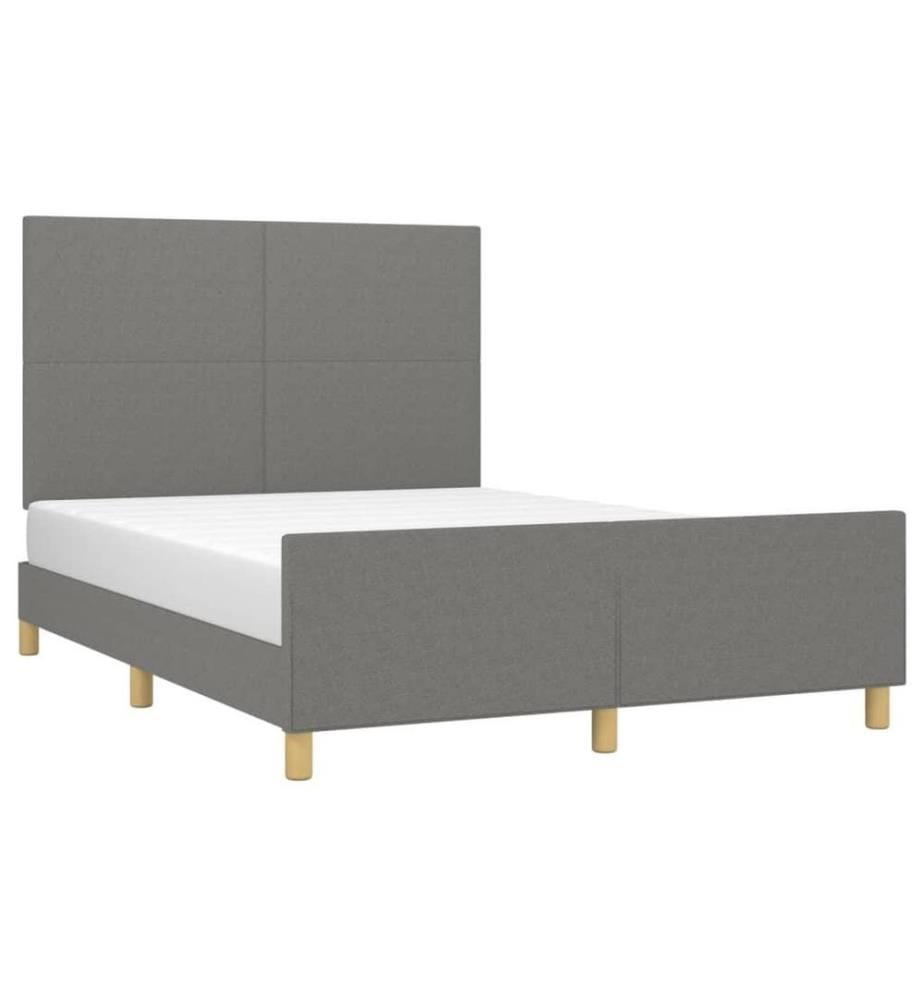 Bettgestell mit Kopfteil Dunkelgrau 140x190 cm Stoff