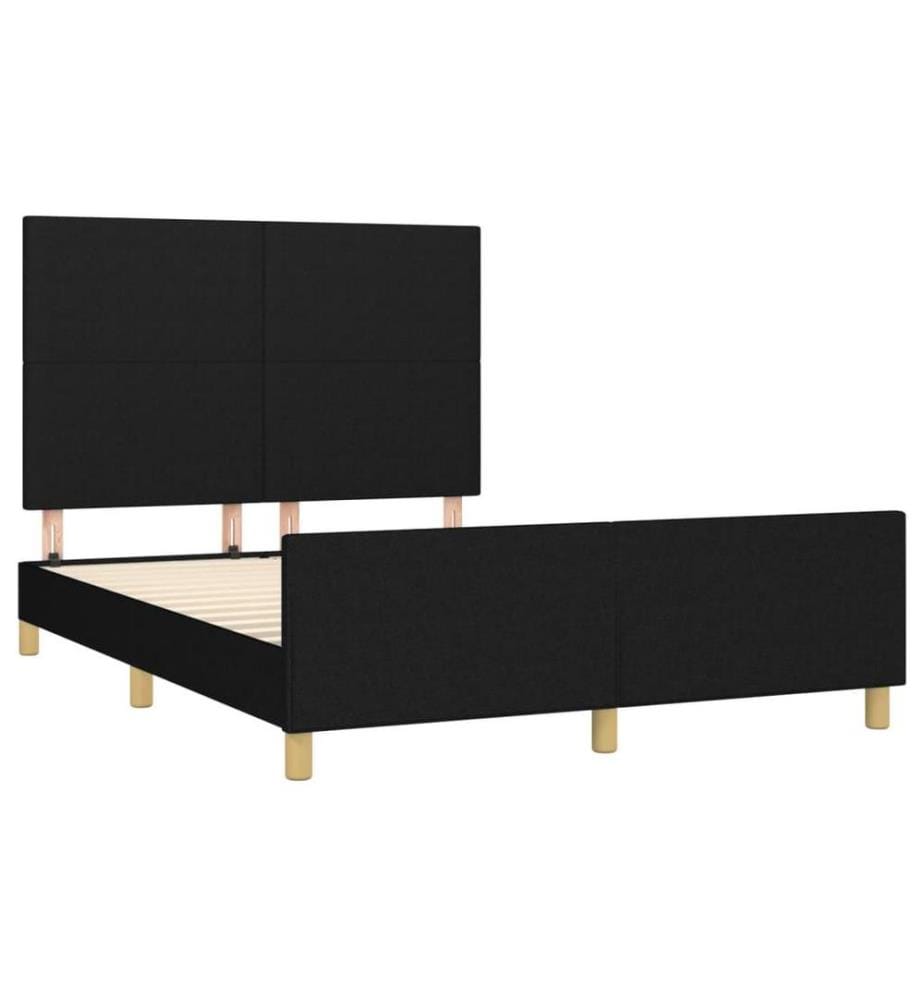 Bettgestell mit Kopfteil Schwarz 140x190 cm Stoff