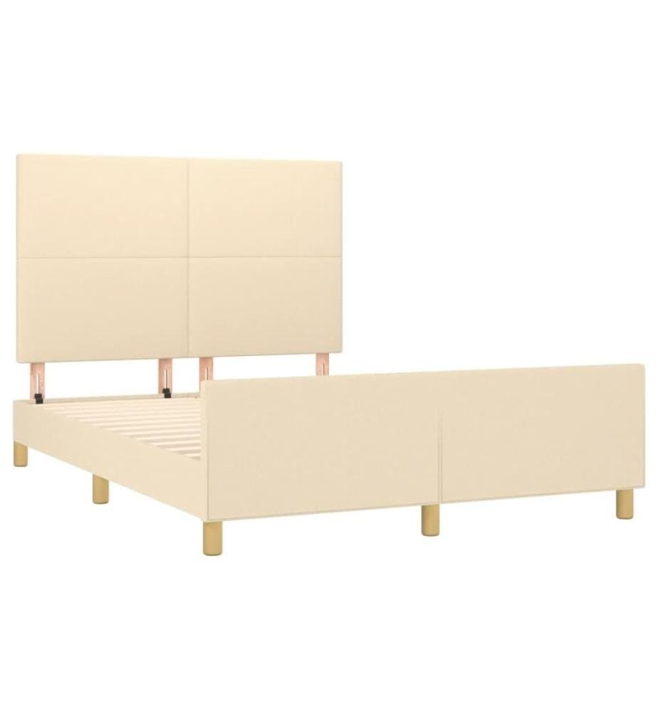 Bettgestell mit Kopfteil Creme 140x190 cm Stoff