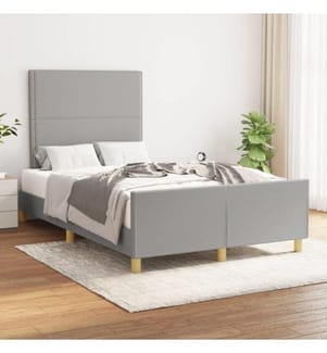 Bettgestell mit Kopfteil Hellgrau 120x200 cm Stoff