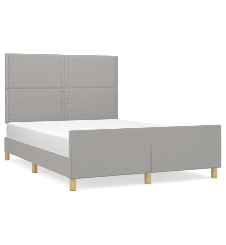 Bettgestell mit Kopfteil Hellgrau 140x190 cm Stoff