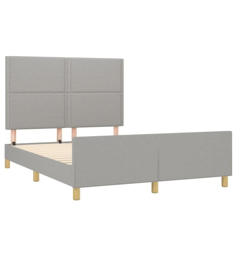 Bettgestell mit Kopfteil Hellgrau 140x190 cm Stoff