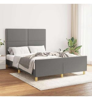 Cadre de lit avec tête de lit Gris foncé 140x190 cm Tissu