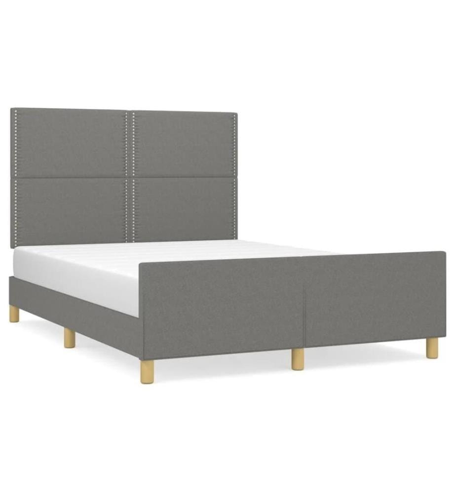 Cadre de lit avec tête de lit Gris foncé 140x190 cm Tissu