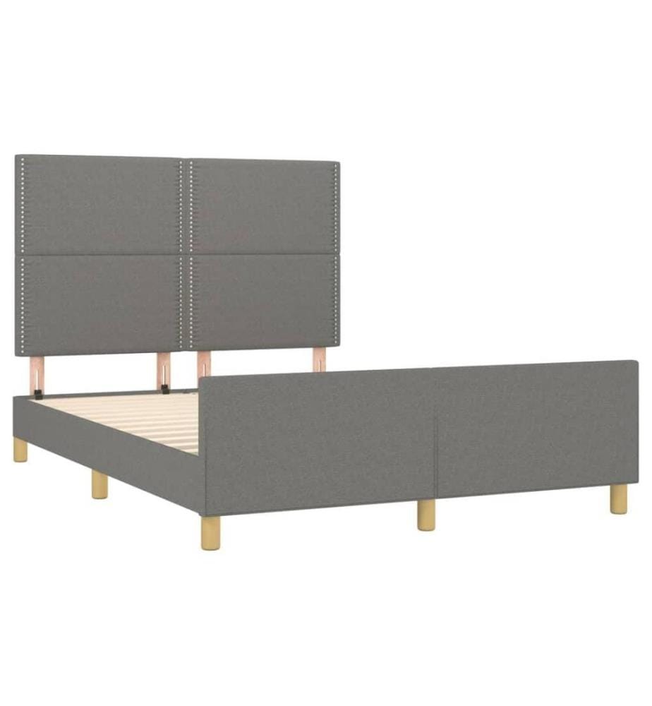 Cadre de lit avec tête de lit Gris foncé 140x190 cm Tissu