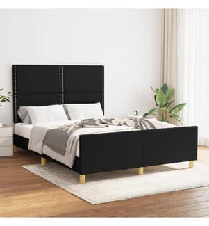 Cadre de lit avec tête de lit Noir 140x190 cm Tissu