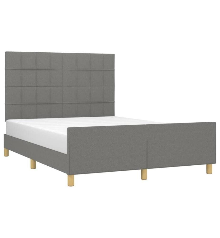 Cadre de lit avec tête de lit Gris foncé 140x190 cm Tissu