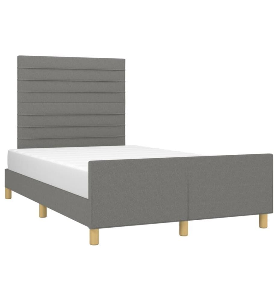Bettgestell mit Kopfteil Dunkelgrau 120x200 cm Stoff