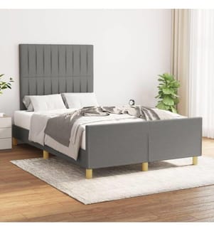 Bettgestell mit Kopfteil Dunkelgrau 120x200 cm Stoff