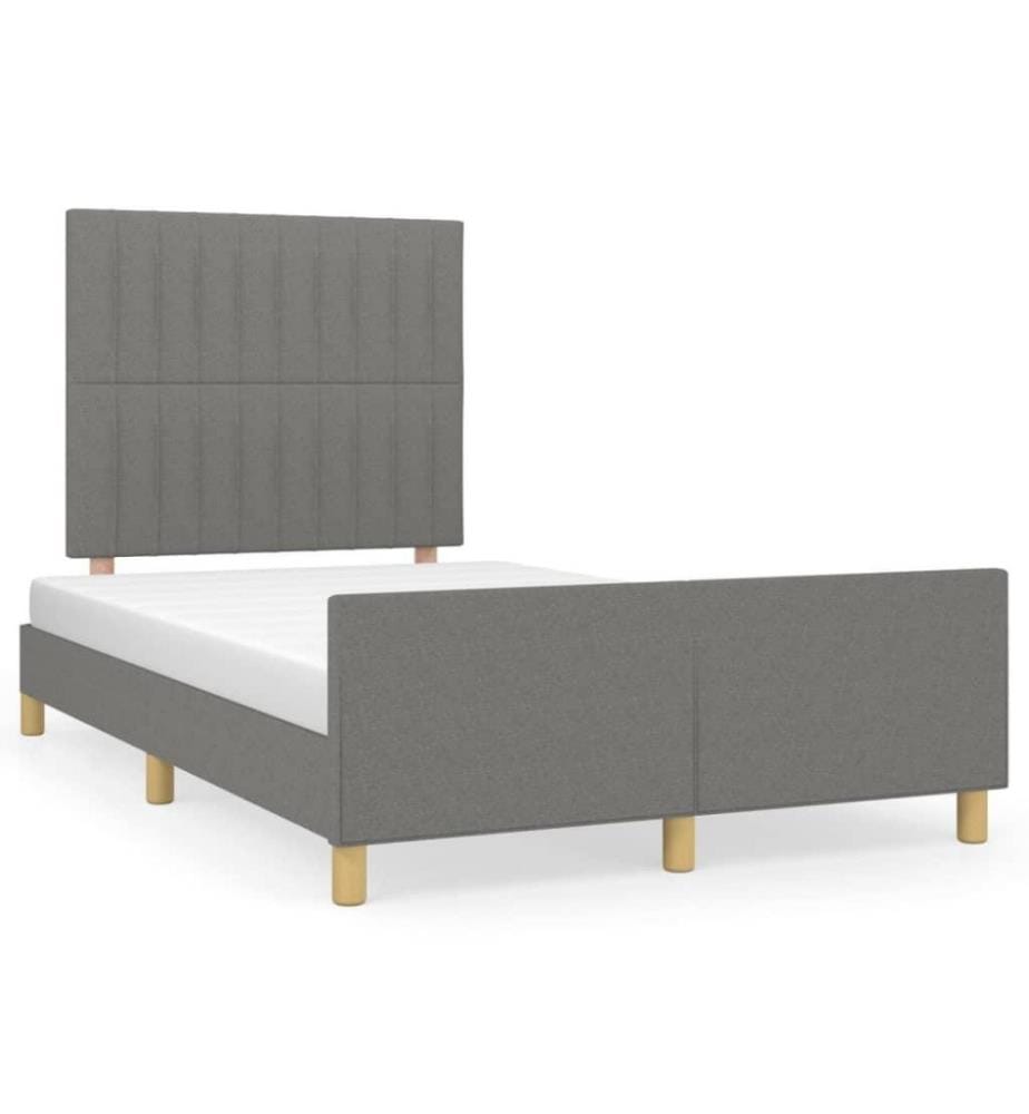 Bettgestell mit Kopfteil Dunkelgrau 120x200 cm Stoff