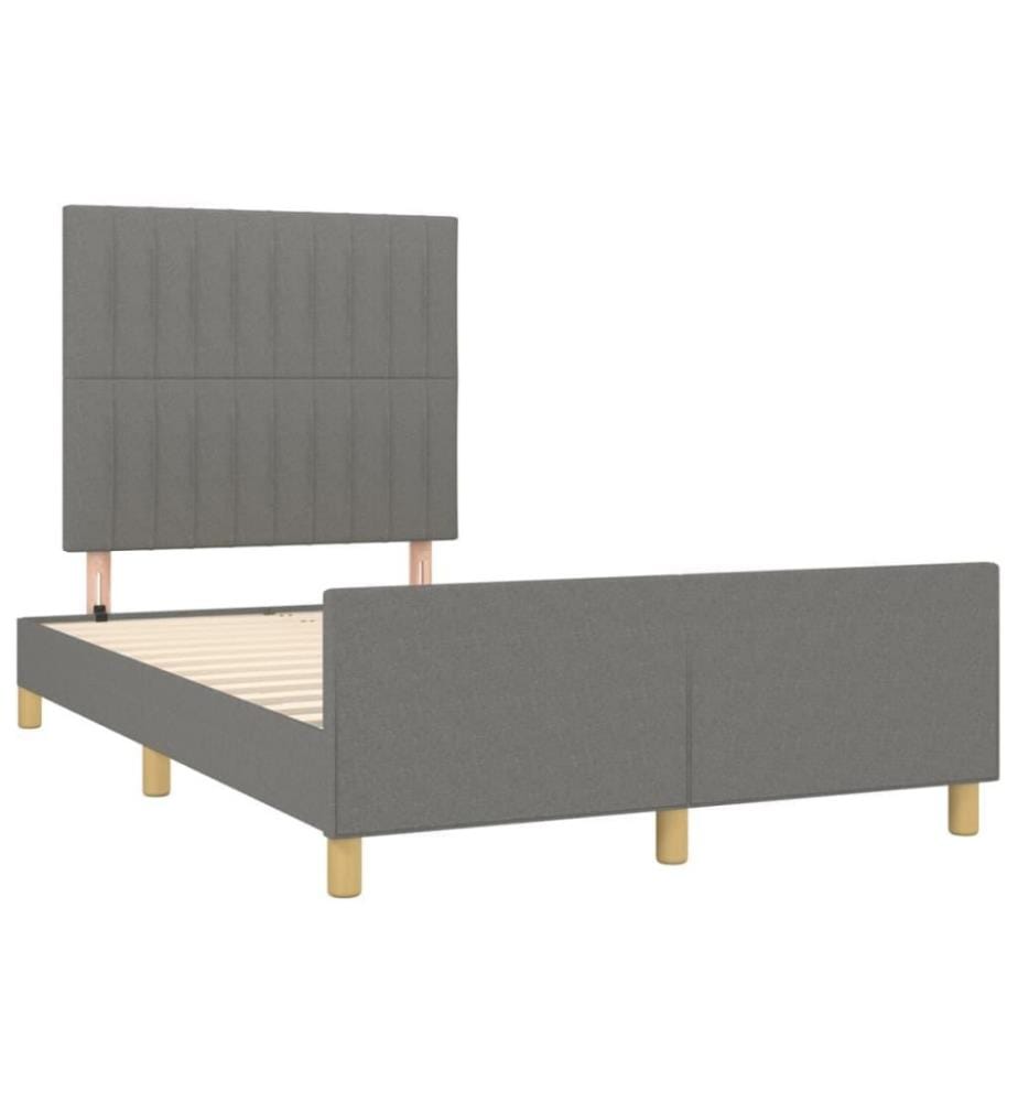 Bettgestell mit Kopfteil Dunkelgrau 120x200 cm Stoff