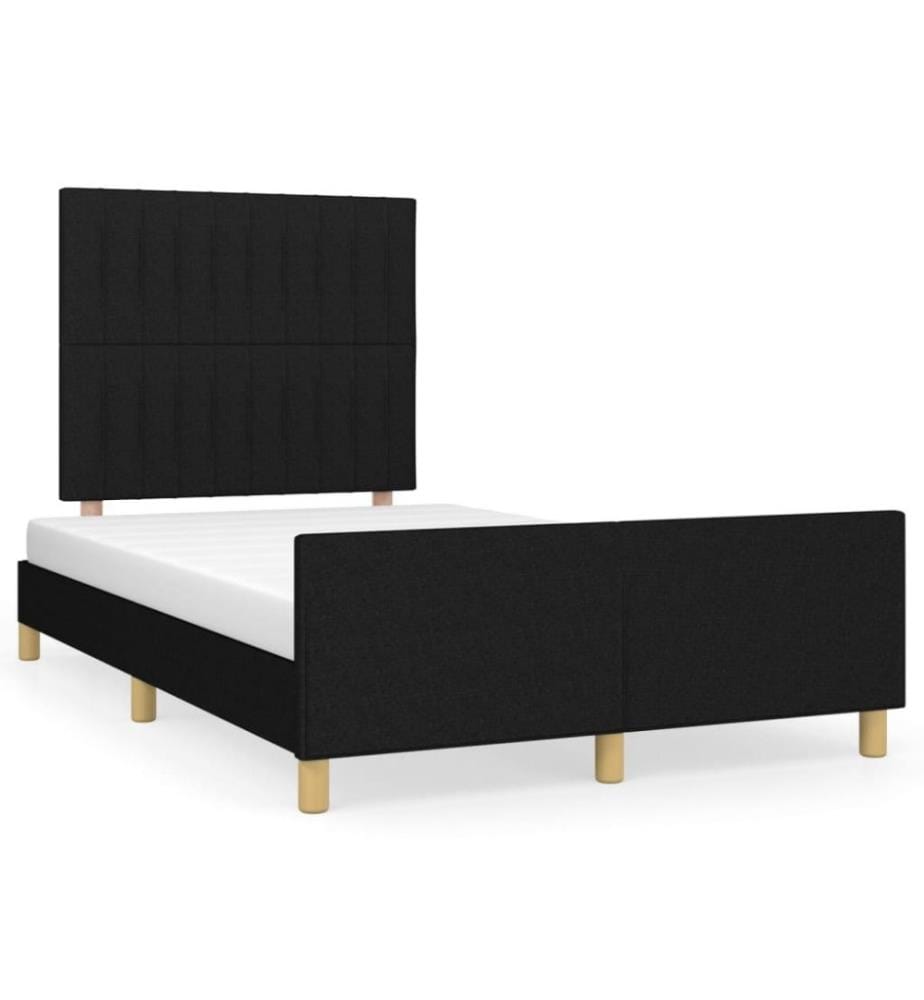 Bettgestell mit Kopfteil Schwarz 120x200 cm Stoff
