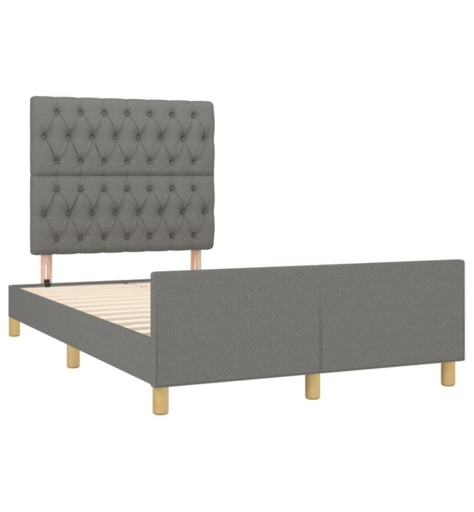 Bettgestell mit Kopfteil Dunkelgrau 120x200 cm Stoff