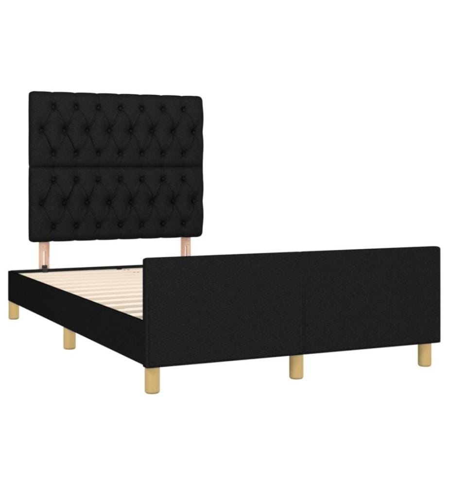 Bettgestell mit Kopfteil Schwarz 120x200 cm Stoff