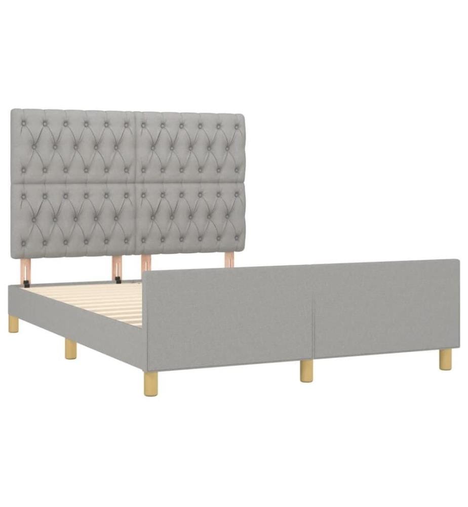 Cadre de lit avec tête de lit Gris clair 140x190 cm Tissu