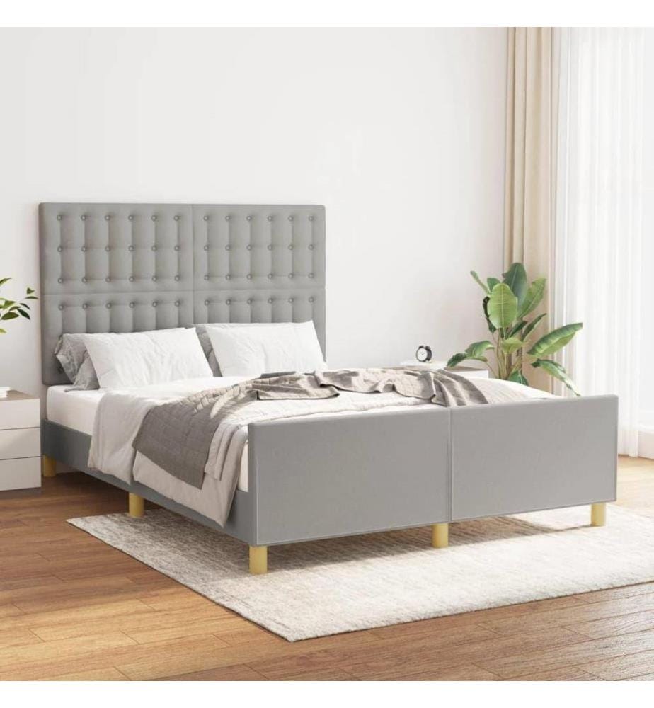 Cadre de lit avec tête de lit Gris clair 140x190 cm Tissu