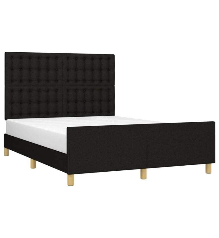 Cadre de lit avec tête de lit Noir 140x190 cm Tissu