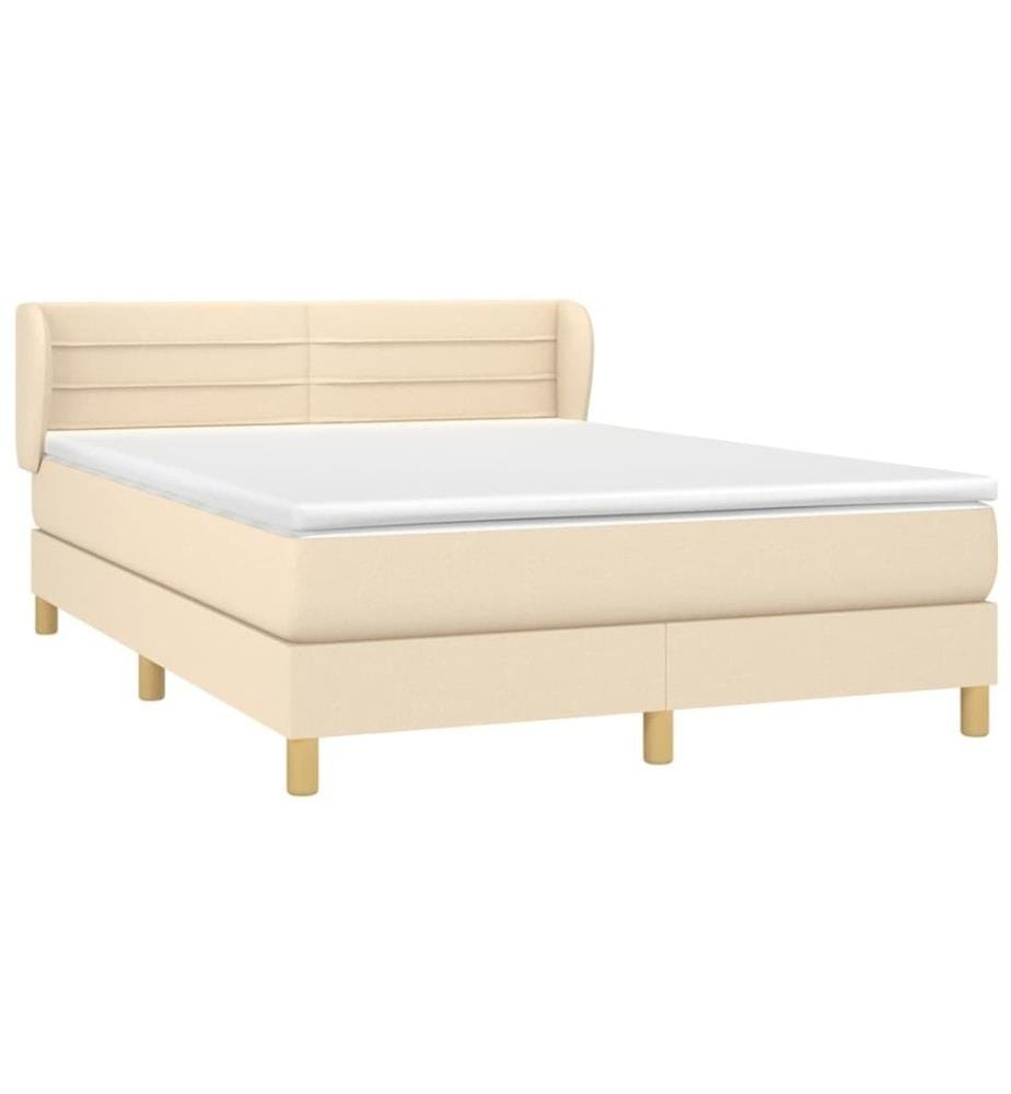 Boxspringbett mit Matratze Creme 140x190 cm Stoff