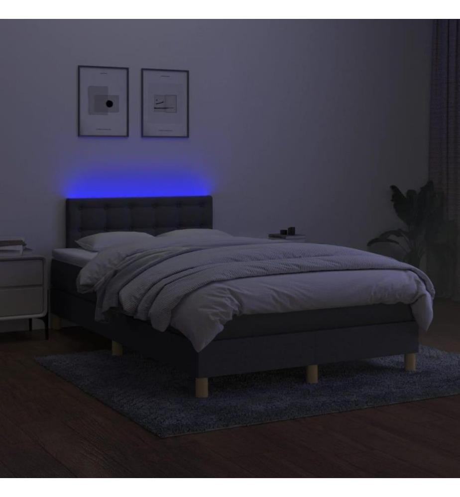 Boxspringbett mit Matratze & LED Dunkelgrau 120x200 cm Stoff
