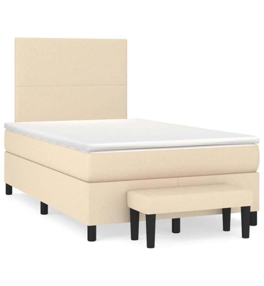 Lit à sommier tapissier avec matelas Crème 120x200 cm Tissu