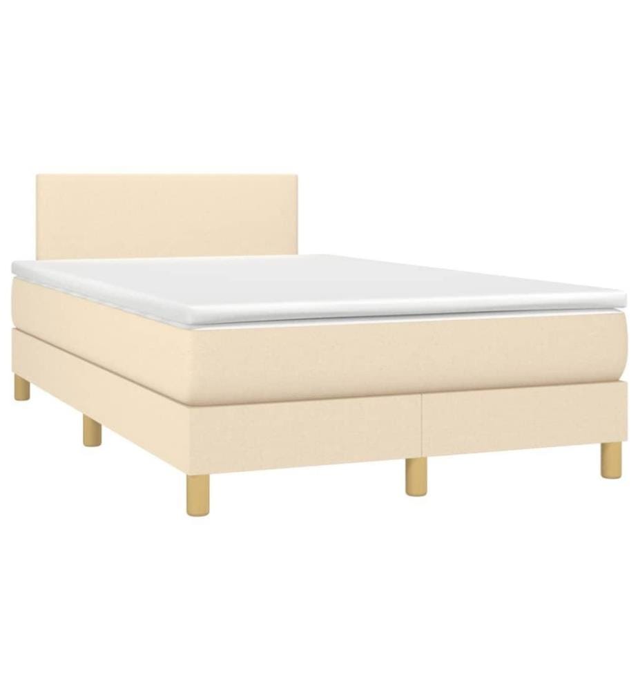Lit à sommier tapissier avec matelas Crème 120x200 cm Tissu