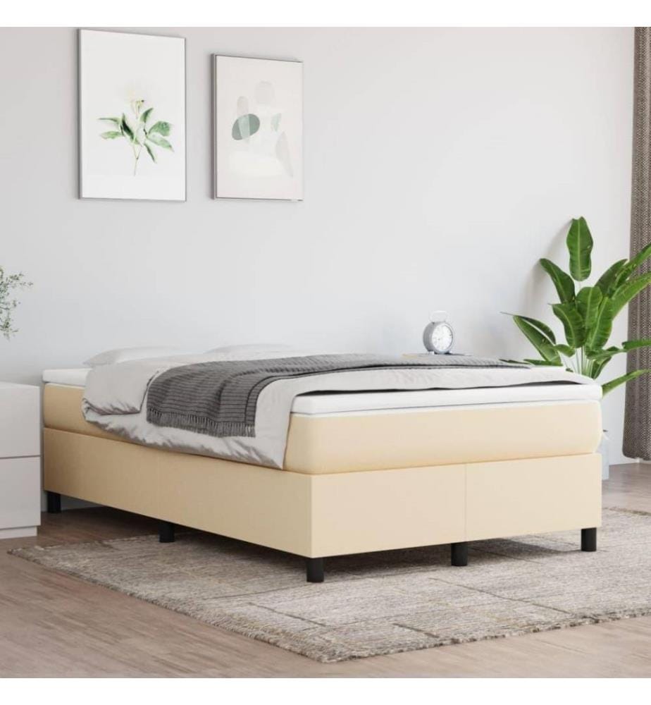 Lit à sommier tapissier avec matelas Crème 120x200 cm Tissu