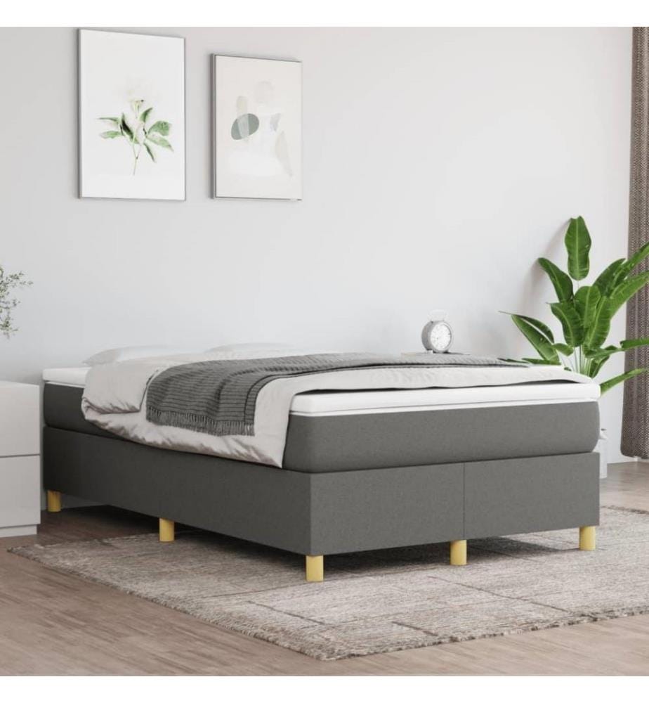 Boxspringbett mit Matratze Dunkelgrau 120x200 cm Stoff
