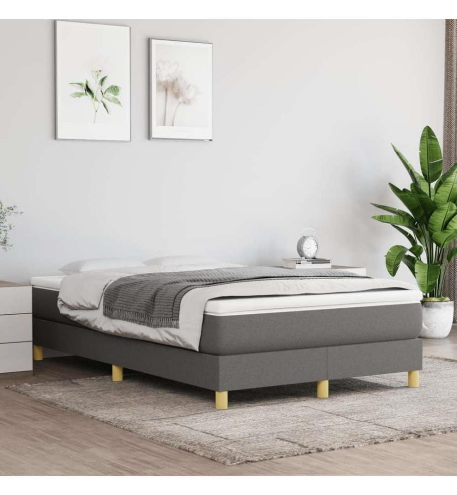 Boxspringbett mit Matratze Dunkelgrau 120x190 cm Stoff