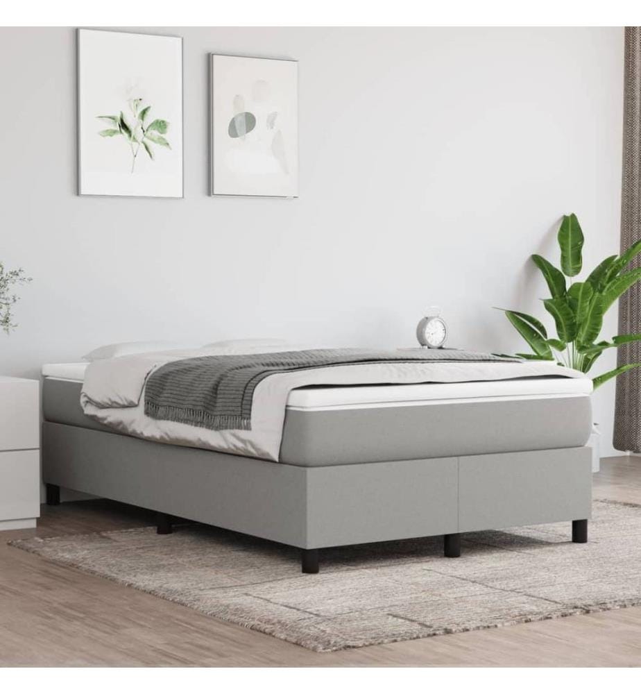 Boxspringbett mit Matratze Hellgrau 120x190 cm Stoff