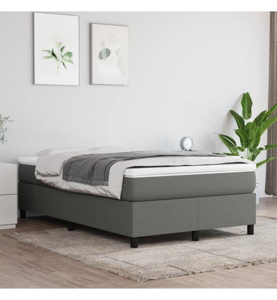 Boxspringbett mit Matratze Dunkelgrau 120x190 cm Stoff