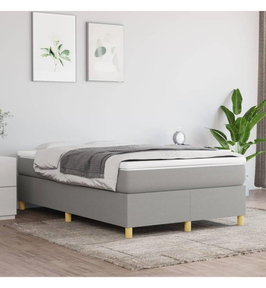 Boxspringbett mit Matratze Hellgrau 120x190 cm Stoff