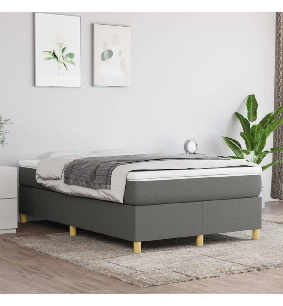 Boxspringbett mit Matratze Dunkelgrau 120x190 cm Stoff