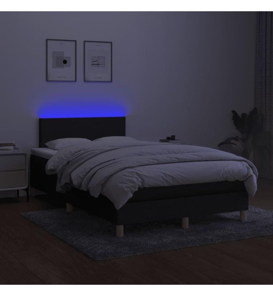 Boxspringbett mit Matratze & LED Schwarz 120x190 cm Stoff