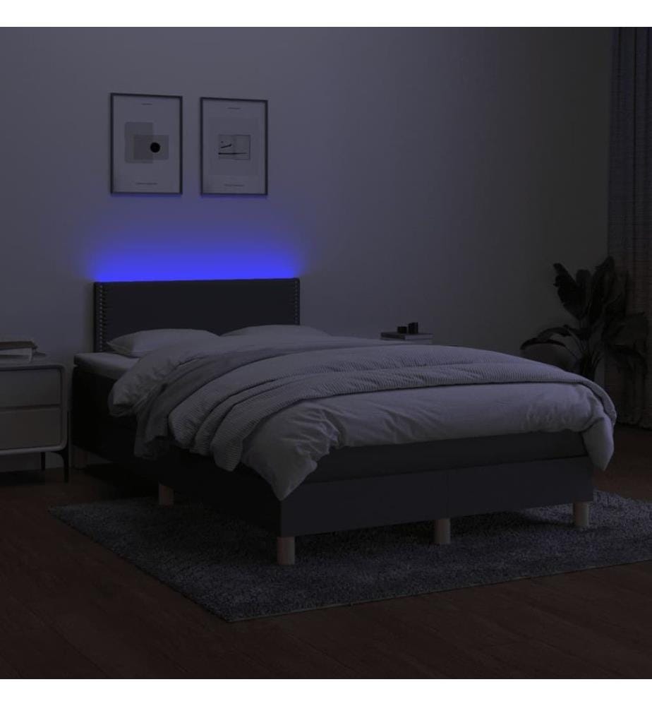 Boxspringbett mit Matratze & LED Dunkelgrau 120x190 cm Stoff