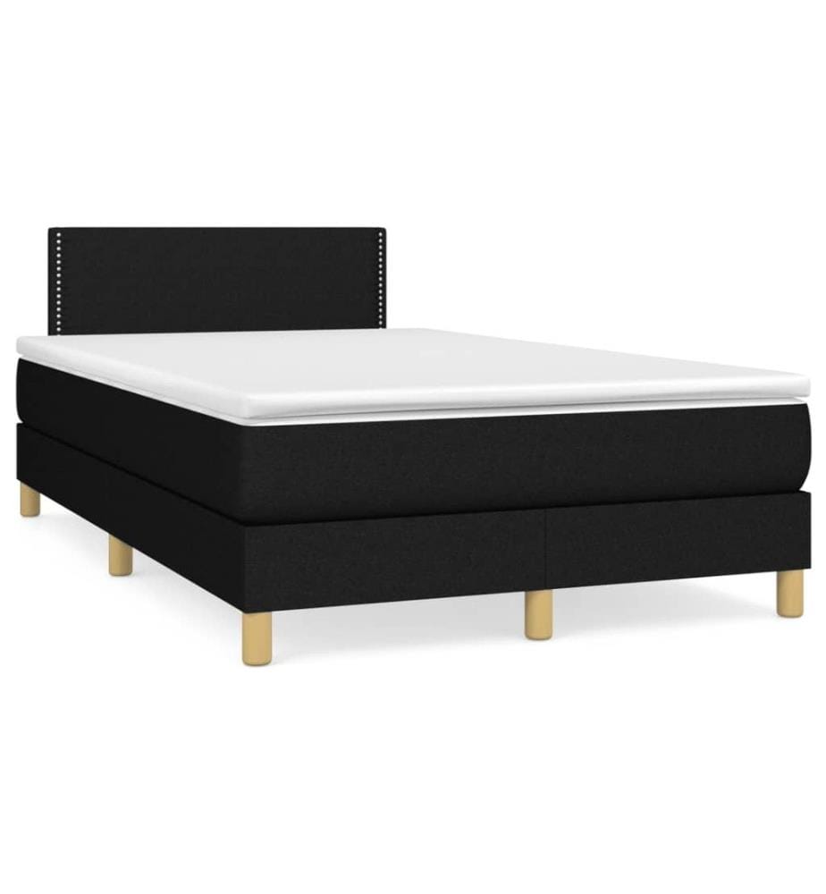 Boxspringbett mit Matratze & LED Schwarz 120x190 cm Stoff