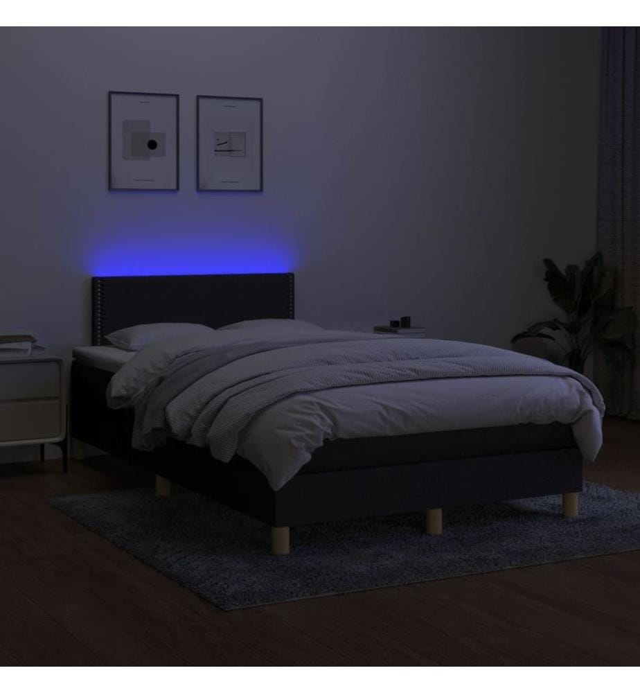 Boxspringbett mit Matratze & LED Schwarz 120x190 cm Stoff